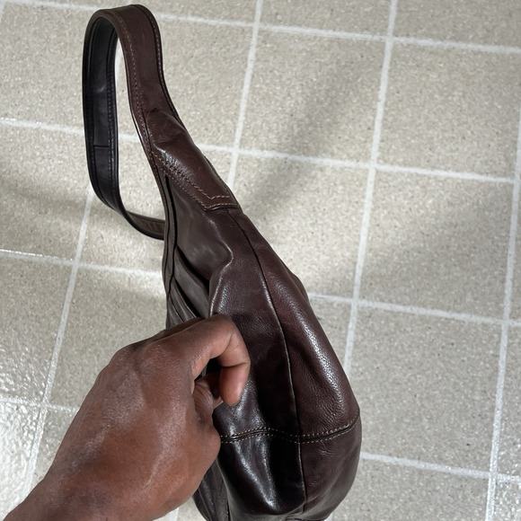 COACH 12235 Ergo Pleated Hobo One Shoulder Bag Brown Leather Used